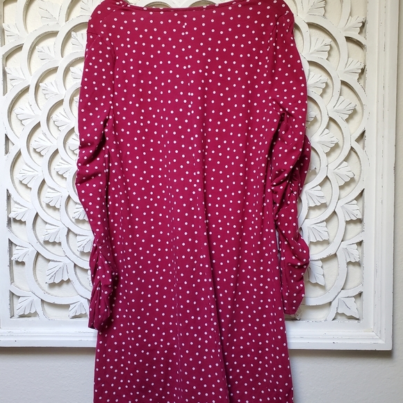 Raspberry Red Polka-dot Knit Fall Mini Dress by Capsule Simply Be UK 16 … - Picture 3 of 9